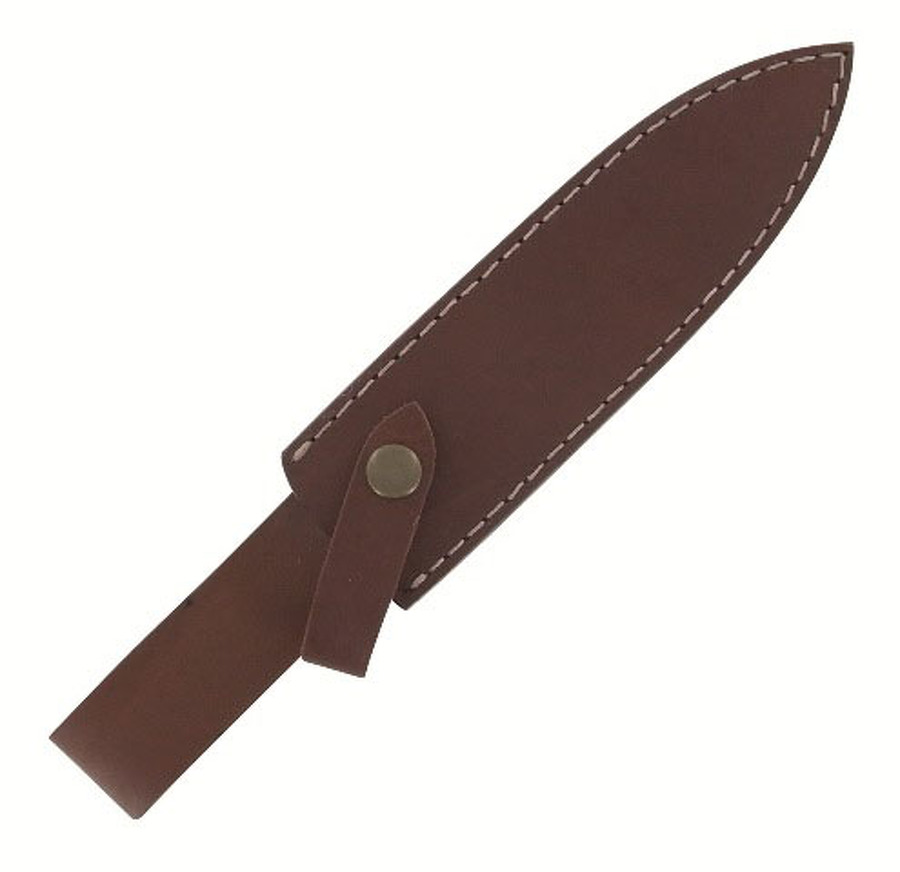 Dague de venerie manche olivier 18cm + etui cuir