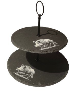 Présentoir 2 étages ardoise sanglier