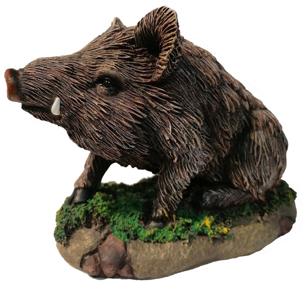 Résine sanglier Assis16cm
