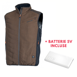 Somlys Pack Gilet chauffant marron + batterie 5V