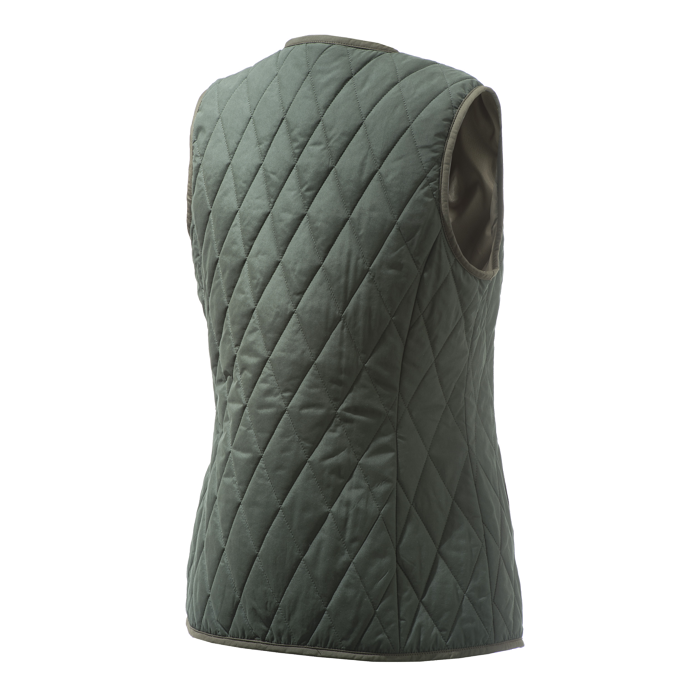 Tulip V Neck Quilted Vest W Dark Green