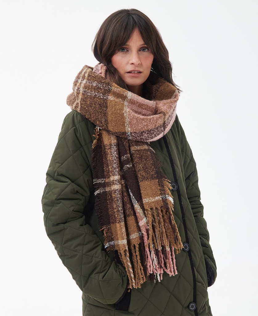 Barbour Echarpe tartan boucle scarf chocolate tartan