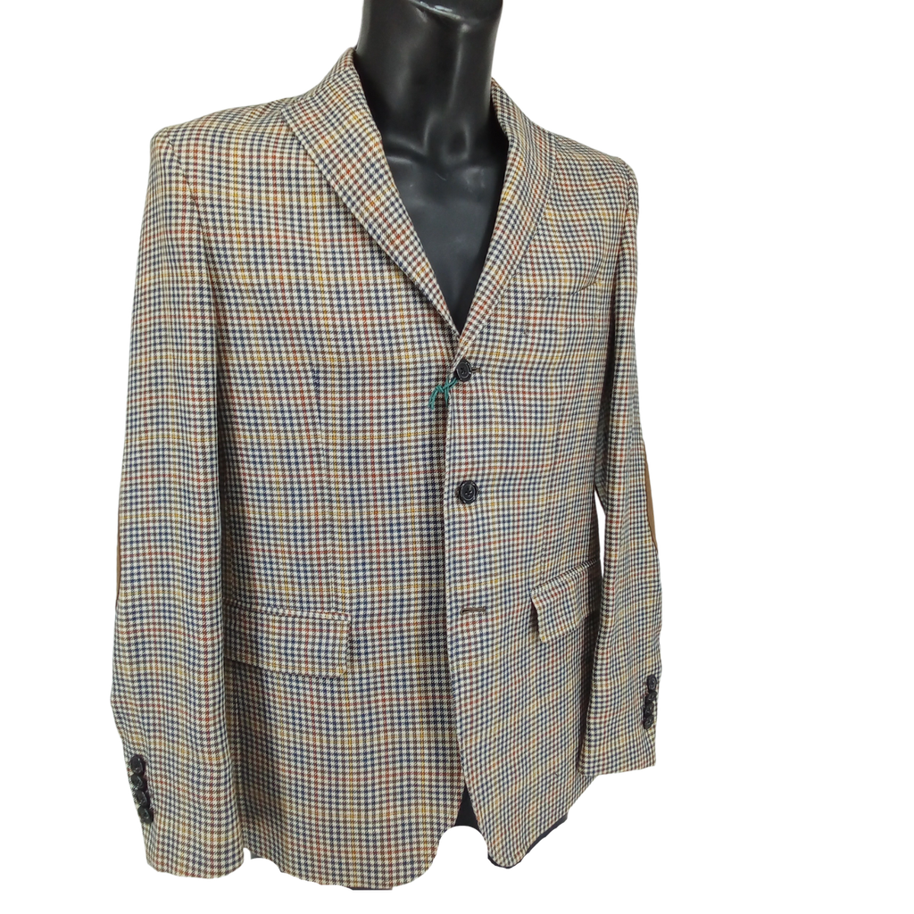 Classic Linen And Wool Jacket Beige Check
