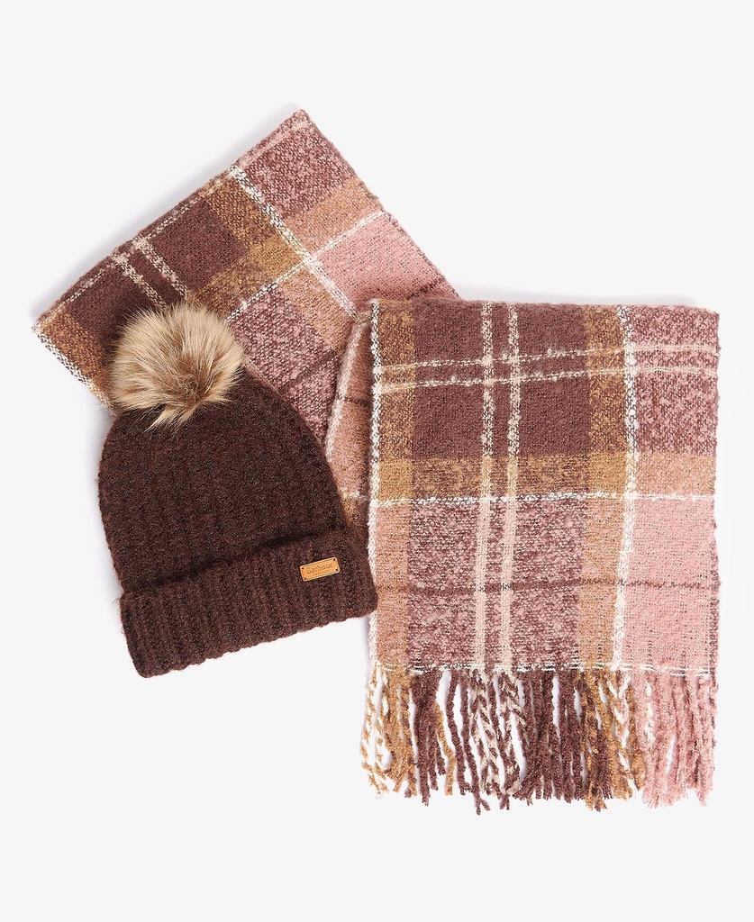 Barbour Echarpe + bonnet saltburn chocolate