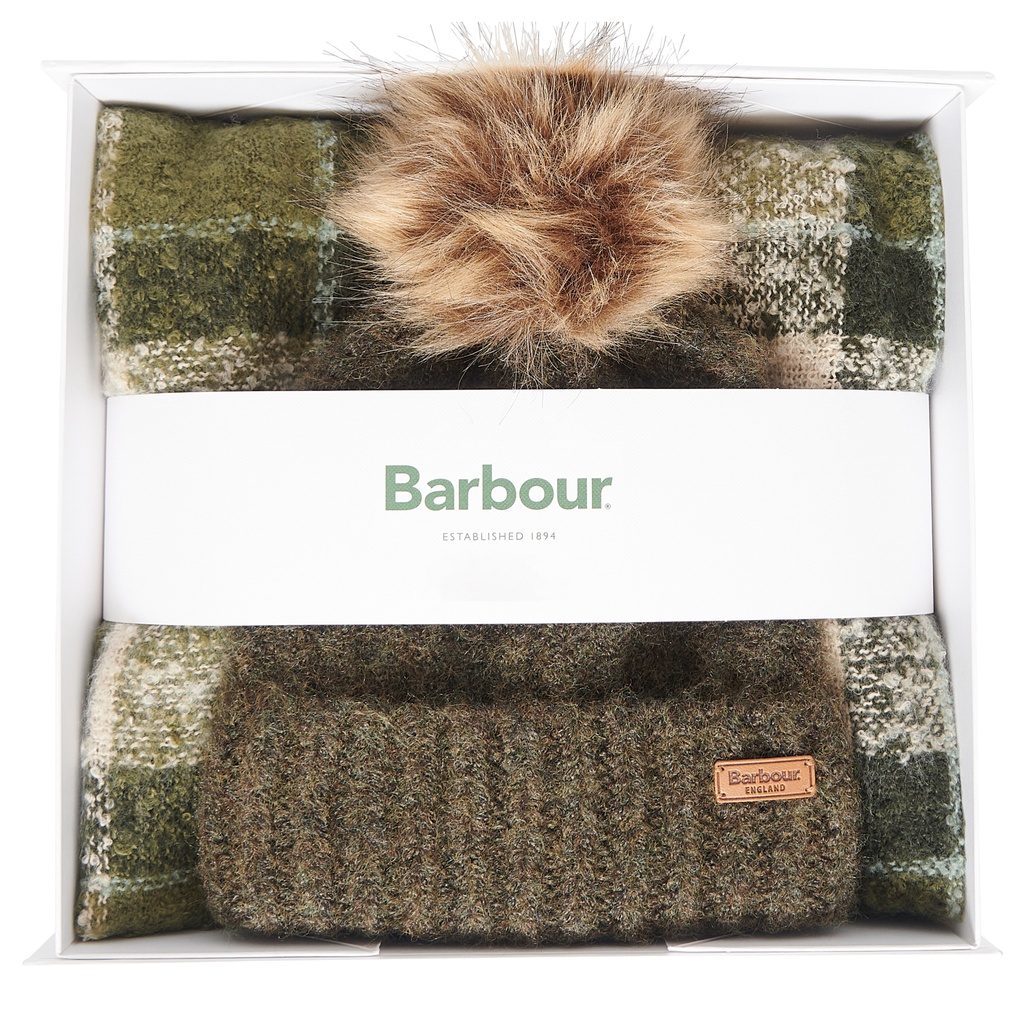 Barbour Echarpe + bonnet grey rose (copie)