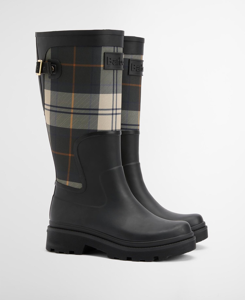 Barbour Dena tall welly black ancient tartan