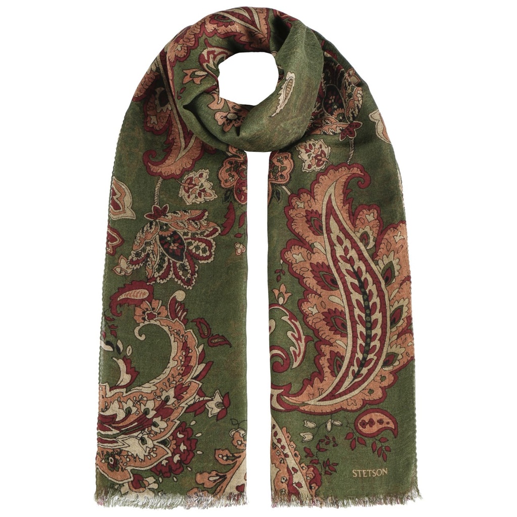 Stetson Echarpe summer Paisley olive beige wine