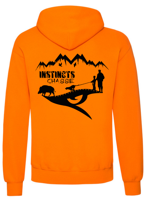 INSTINCTS Chasse Sweat orange scène sanglier