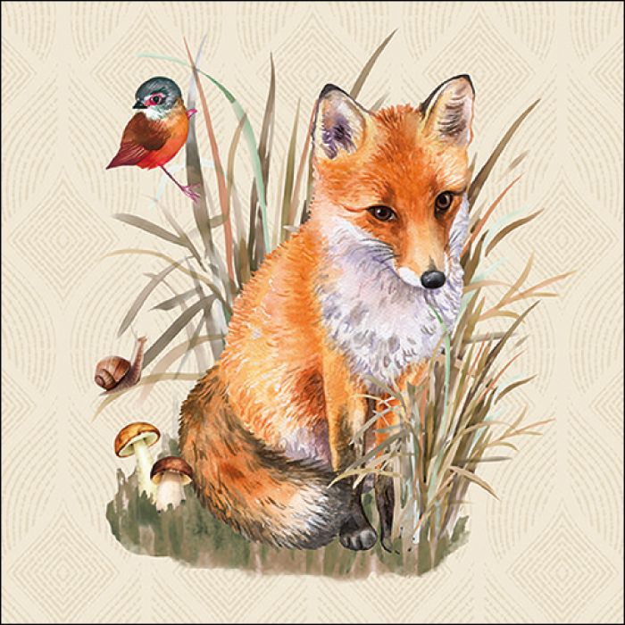 Serviette Papier renard assis x20