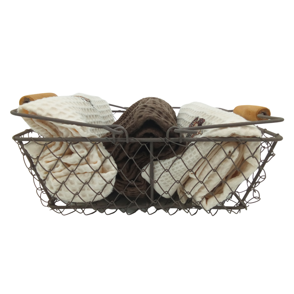 Panier 3 Torchons Brodes