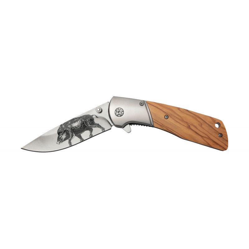 Stepland Couteau pliant grave mache bois sanglier