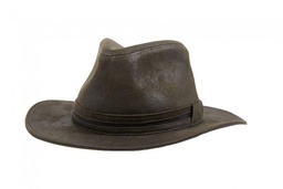 Chapeau marron bandes fantaisies simili cuir