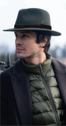 Chapeau feutre kaki galon cuir